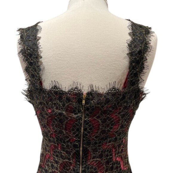 Betsey Johnson Y2K VINTAGE Red Slip Dress with Gold Lace Overlay NWT - Picture 6 of 10